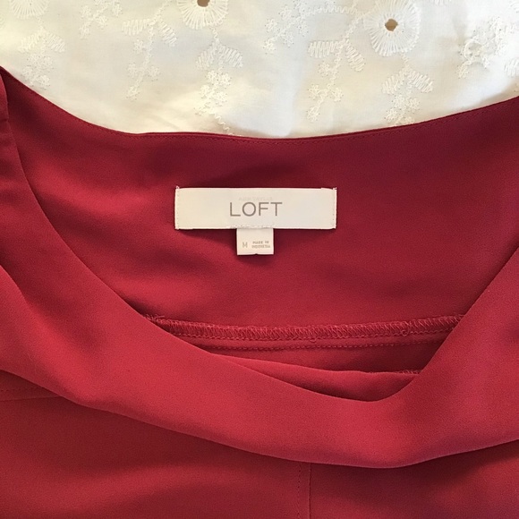 LOFT - Red long sleeve blouse scoop neck - Picture 6 of 8